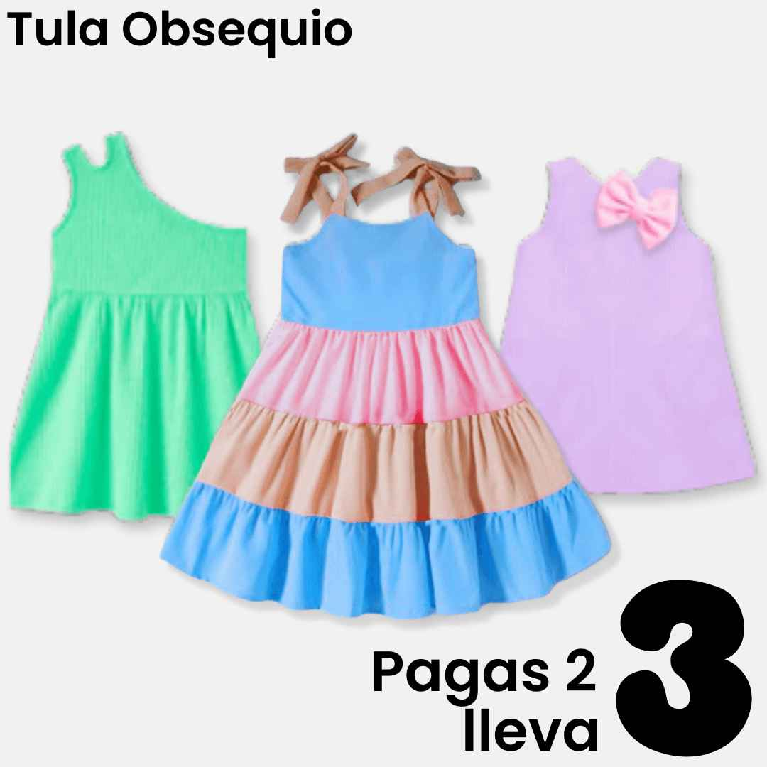 VESTIDOS NIÑA - JAZMIN MENTA - SOFIA CELESTE- ARIEL LILA- MAS TULA OBSEQUIO - KIDSPREMIUM