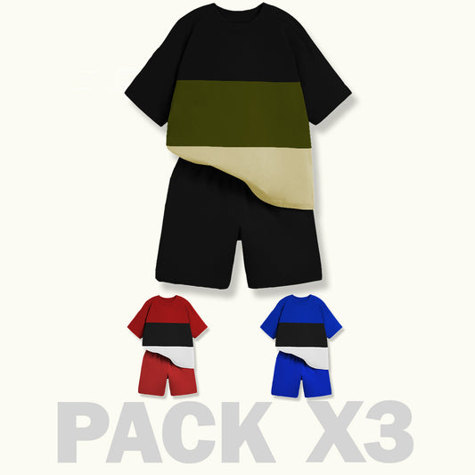 CONJUNTO NIÑO BURDA - AZUL REY - NEGRO - ROJO - MAS TULA OBSEQUIO