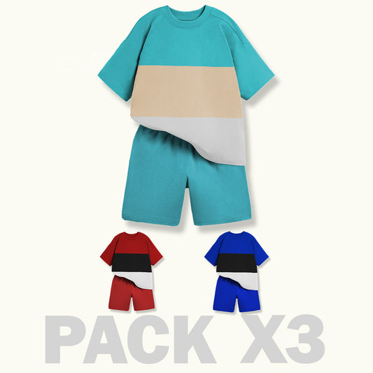 CONJUNTO NIÑO BURDA - AZUL REY - CELESTE - ROJO - MAS TULA OBSEQUIO
