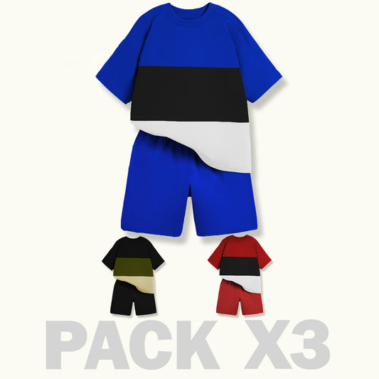 CONJUNTO NIÑO BURDA - AZUL REY -ROJO - NEGRO - MAS TULA OBSEQUIO