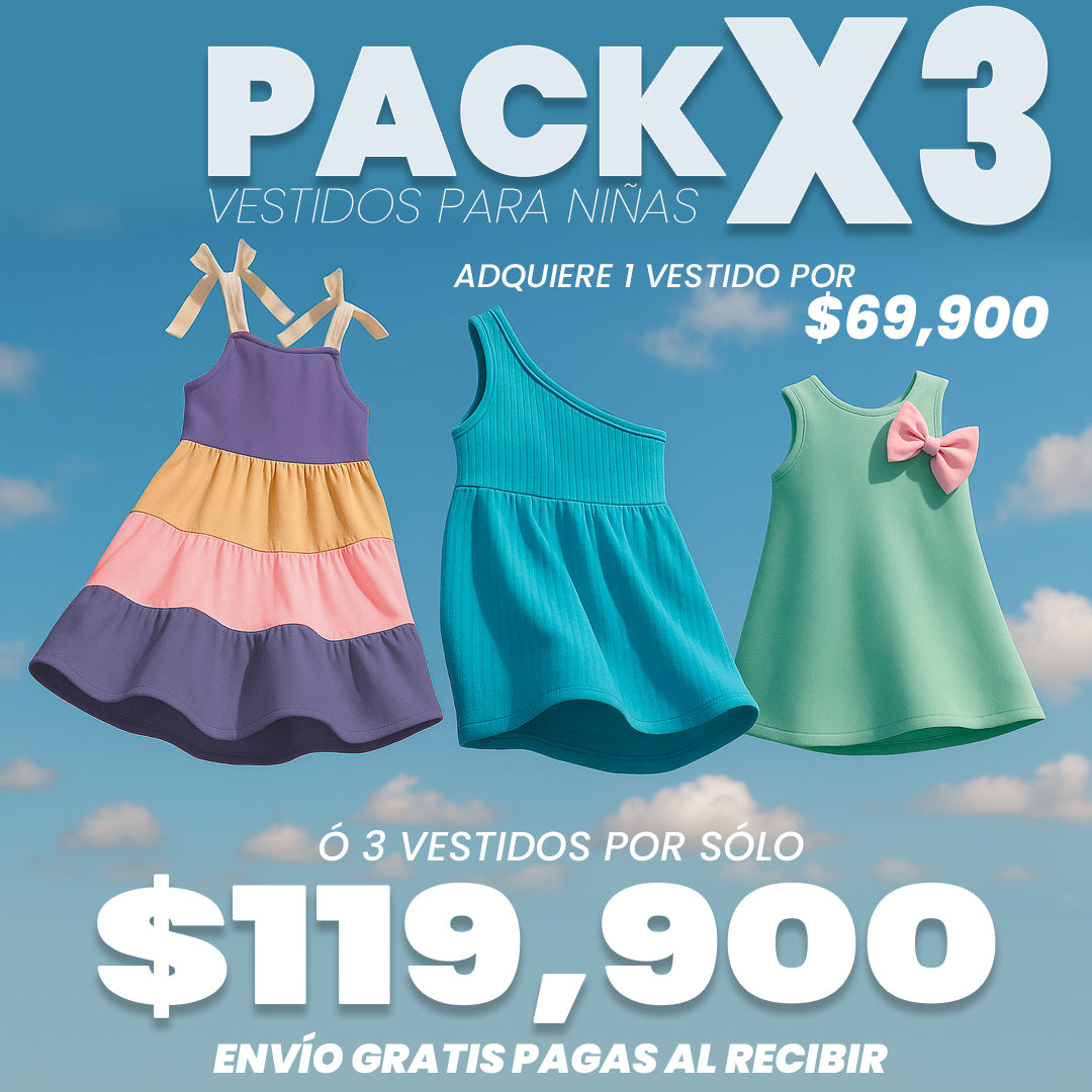 VESTIDOS NIÑA - JAZMIN CELESTE - SOFIA LILA- ARIEL MENTA- MAS TULA OBSEQUIO