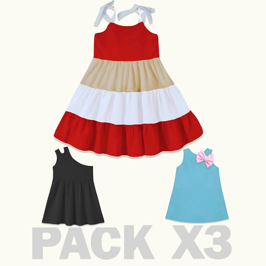 VESTIDOS NIÑA - JAZMIN NEGRO - SOFIA ROJO- ARIEL CELESTE-  MAS TULA OBSEQUIO