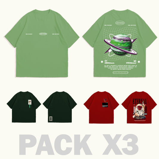 PACK X3 OLIVA-OSCURO-ROJO