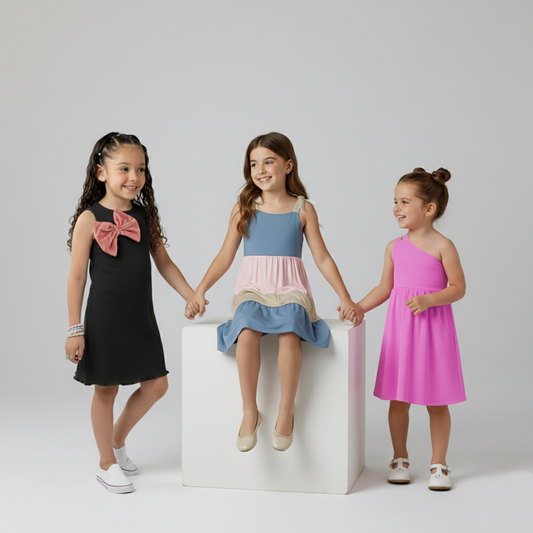 PACK X3  VESTIDO MOÑO NEGRO - VESTIDO BLOQUES CELESTE - VESTIDO DE UN SOLO HOMBRO ROSADO  PRECIO: $119,999