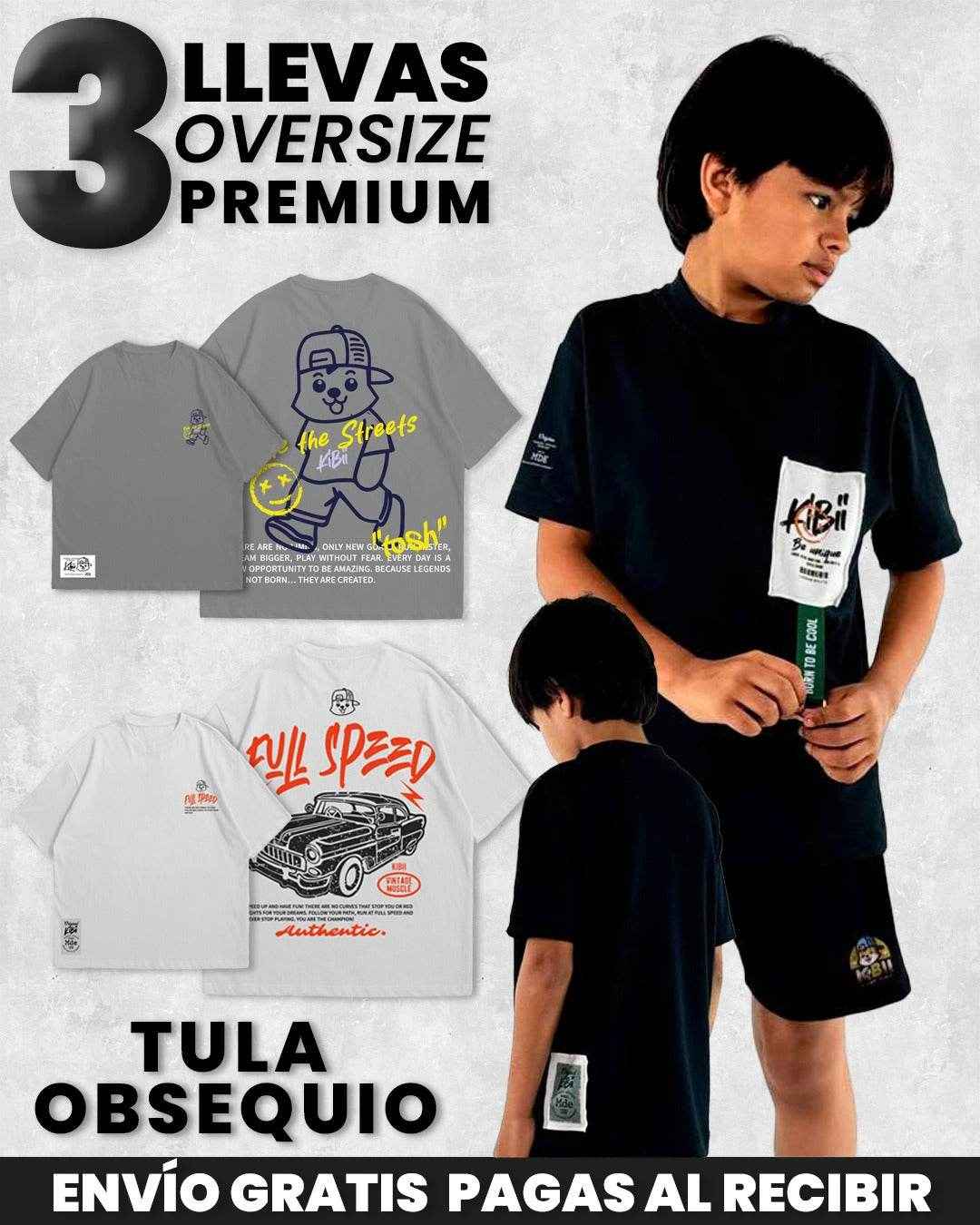 PACK X3 BLANCO-GRIS-OSCURO - KIDSPREMIUM