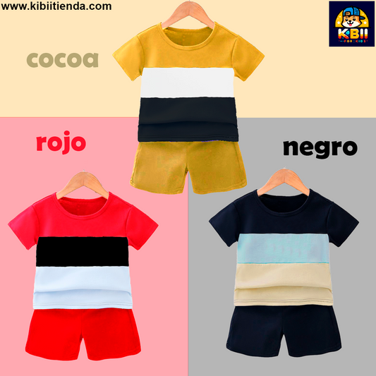 3 Conjuntos de niño + Tula OBSEQUIO +Domicilio gratis  COCOA-NEGRO-ROJO