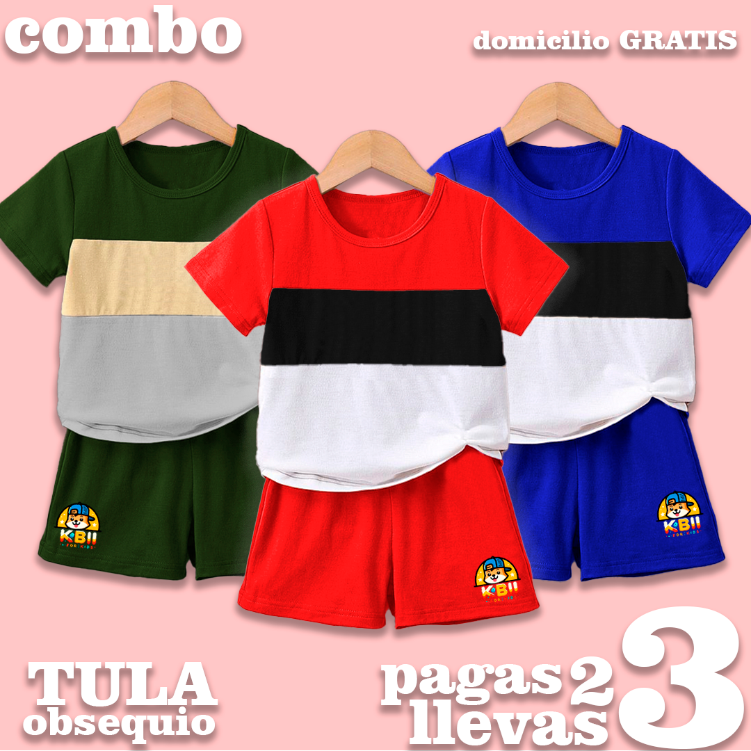 CONJUNTO NIÑO BURDA -V. MILITAR - ROJO - AZUL REY - MAS TULA OBSEQUIO