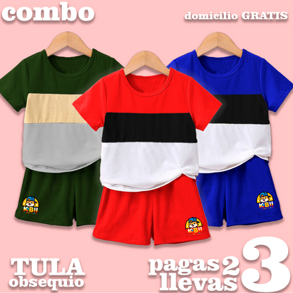 CONJUNTO NIÑO BURDA -V. MILITAR - ROJO - AZUL REY - MAS TULA OBSEQUIO