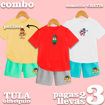 CONJUNTOS DEPORTIVOS DE NIÑO  + TULA OBSEQUIO AMARILLO - ROJO - BLANCO